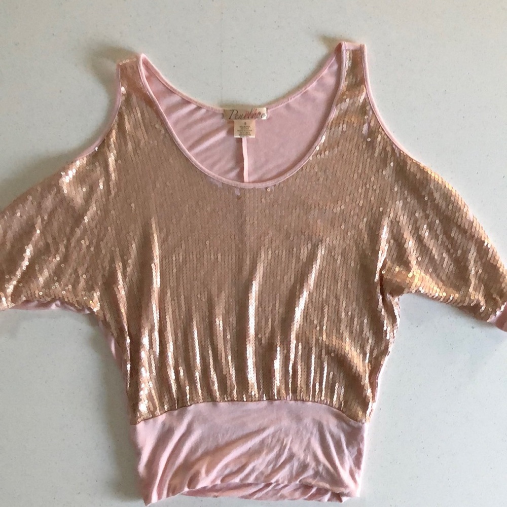 Pretty pink sequined top size small